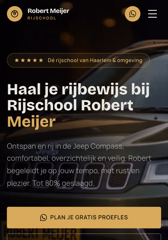 De mobiele site van Rijschool Robert Meijer