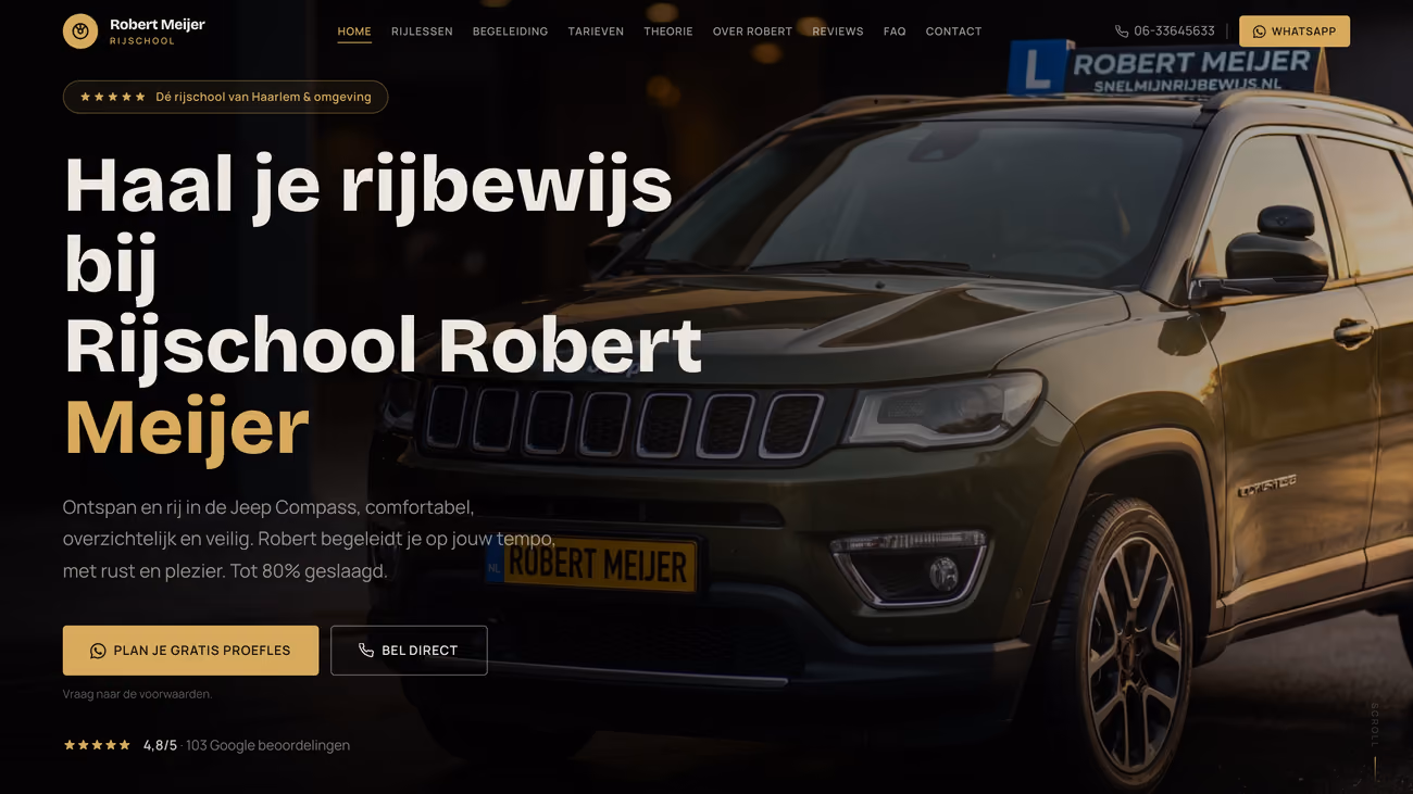 De nieuwe website van Rijschool Robert Meijer