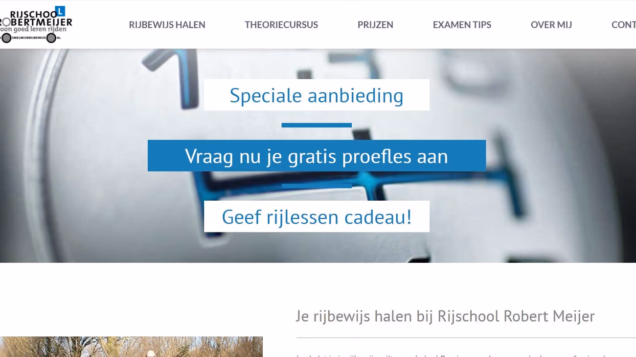 De oude website van Rijschool Robert Meijer