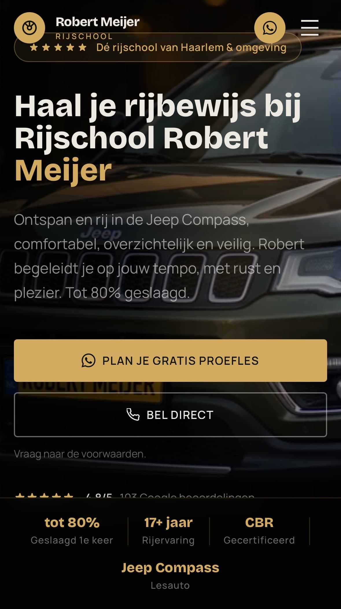 Nu website Rijschool Robert Meijer